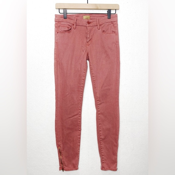 Mother The Looker Ankle Zip Made in the USA Salmon Pink - Picture 1 of 9